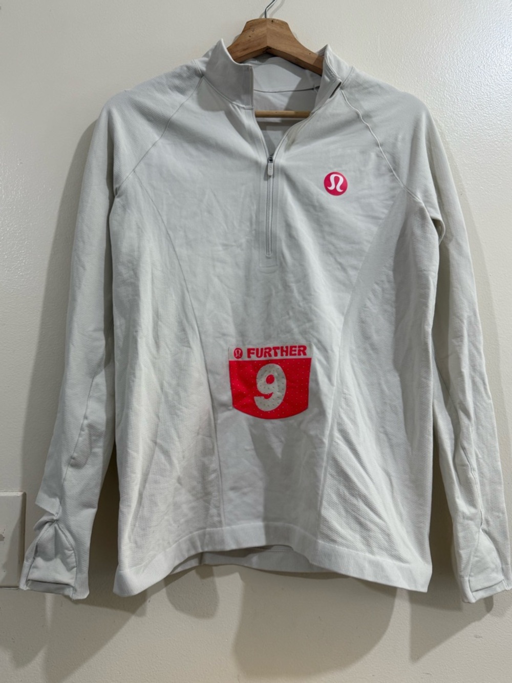 lululemon athletica Cream Half-Zip Pullover with Pink Logo and Red Graphic